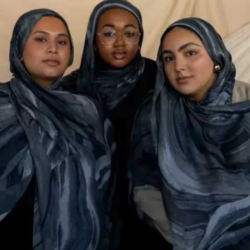 1 watercolor printed womens headscarf Wenbo soft Islamic Ramadan Muslim headscarf Foard womens shawl wrapped scarf X250324