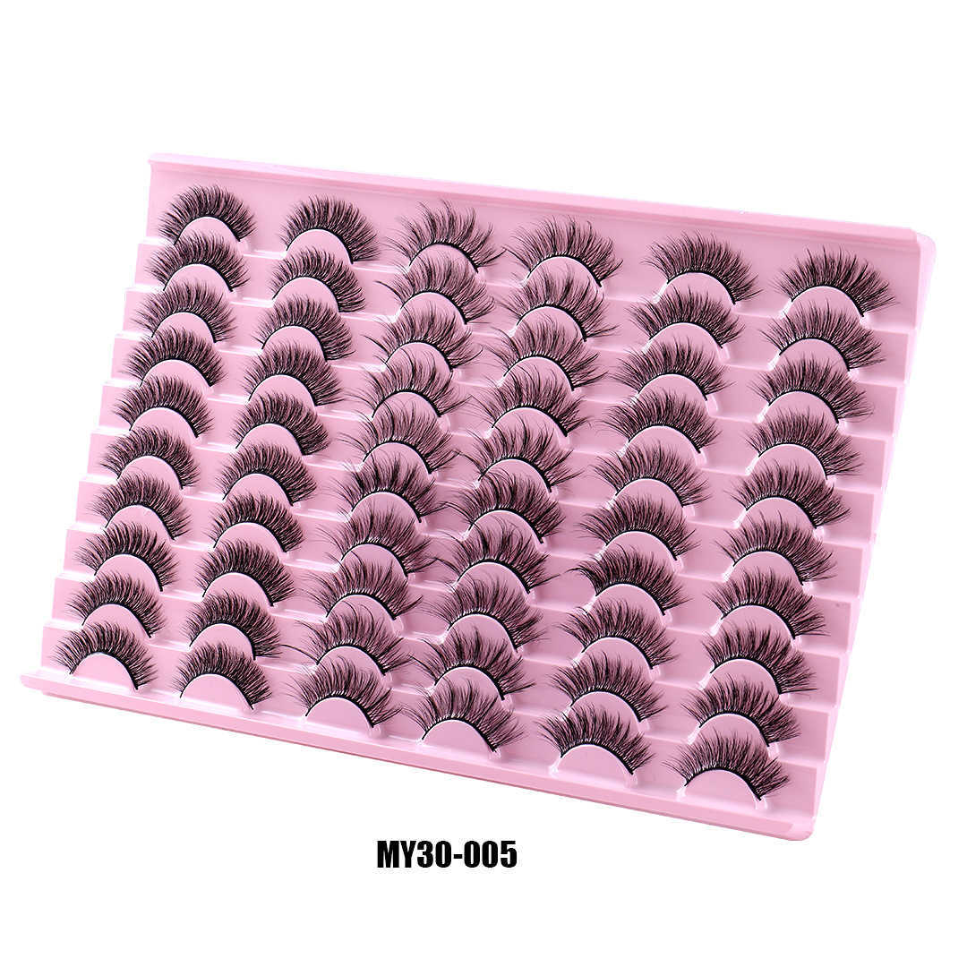30 pairs of artificial fiber false eyelashes curled and thickened simulating natural eyelashes W250324