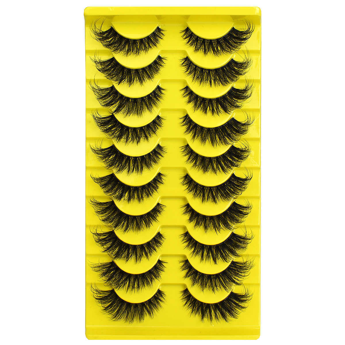 Ten pairs of curled transparent stem false eyelashes thick three-dimensional fluffy false eyelashes TEMU Xiyin W250324