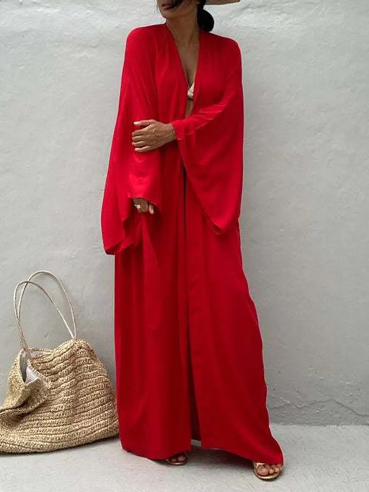 OIINAA solid bikini top womens beach Vneck lace plus size long skirt summer dress 250324