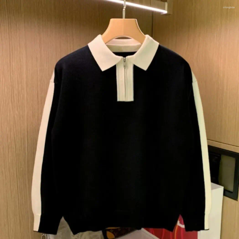 Hand Knitted Sweaters For Men - Autumn Colored Sweaters, Men's Long Sleeve Color Block Knit Top