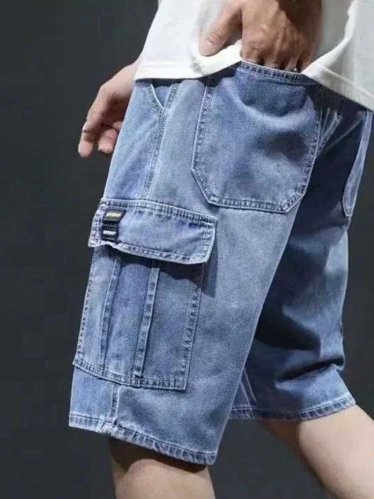 Mens Denim Shorts Black Gray Cargo Short Jeans Pants for Men with Pockets Popular Buttons Vintage Trend 2024 Comfortable Thin T250603