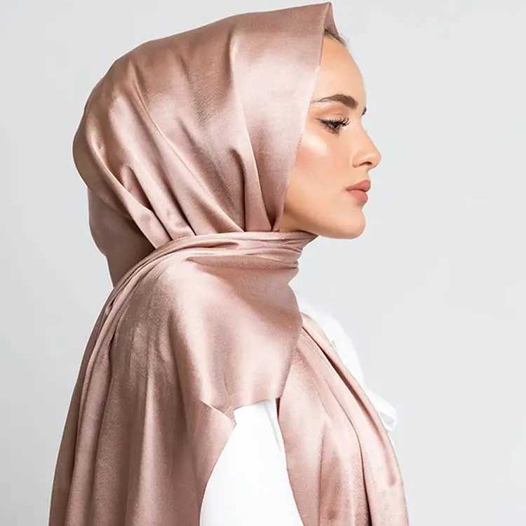 Silk satin headscarf scarf Muslim chiffon shawl Islamic media Silk Ramadan scarf Muslim fashionable Islamic clothing X250324