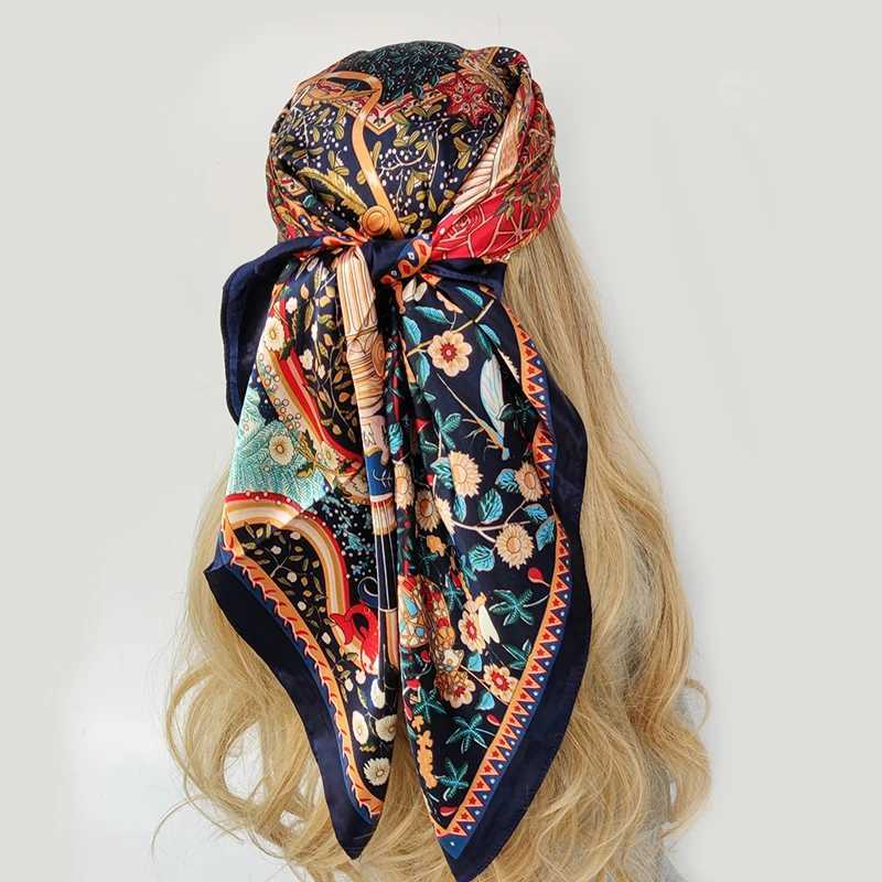 2022 Silk Scarf 90x90cm Luxury Brand Designer Hair Printed Large Handle Headscarf Shawl Strap Foard Muffler Bag X250324