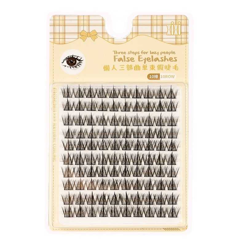 Tiktok xixi Top Ear False Eyelashes 10 rows of large capacity natural dense superfine stem segmented eyelashes W250324