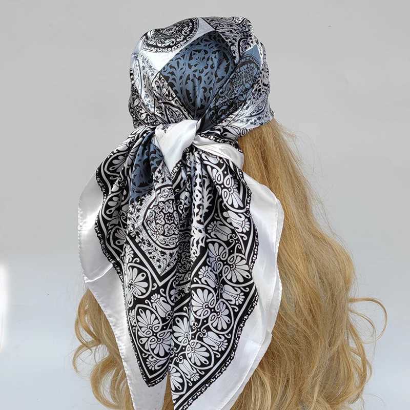 Luxury brand silk scarf fashionable foard satin shawl leopard 90 * 90cm square scarf with Pareo scarf ribbon X250324