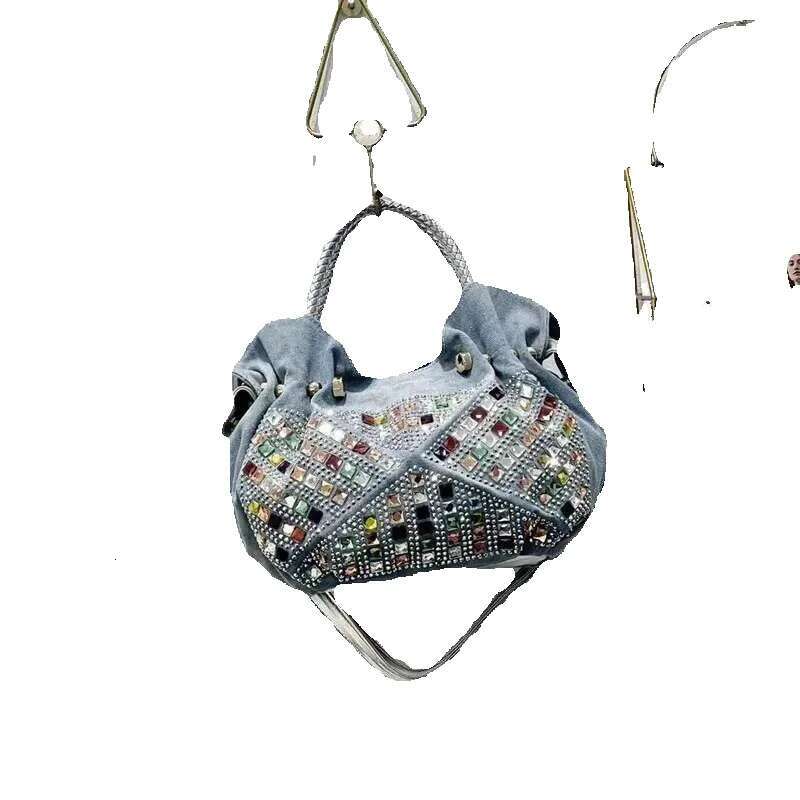 Korean Mini Fashion Dia Set Canvas Tote Girl Trend Bag Crossbody Denim Blue 2025 New Model