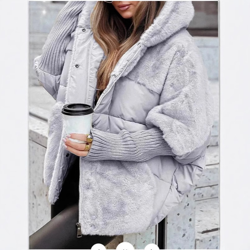 2024 TEMU Autumn/Winter Women's Loose New Splicing Down Cotton Jacket