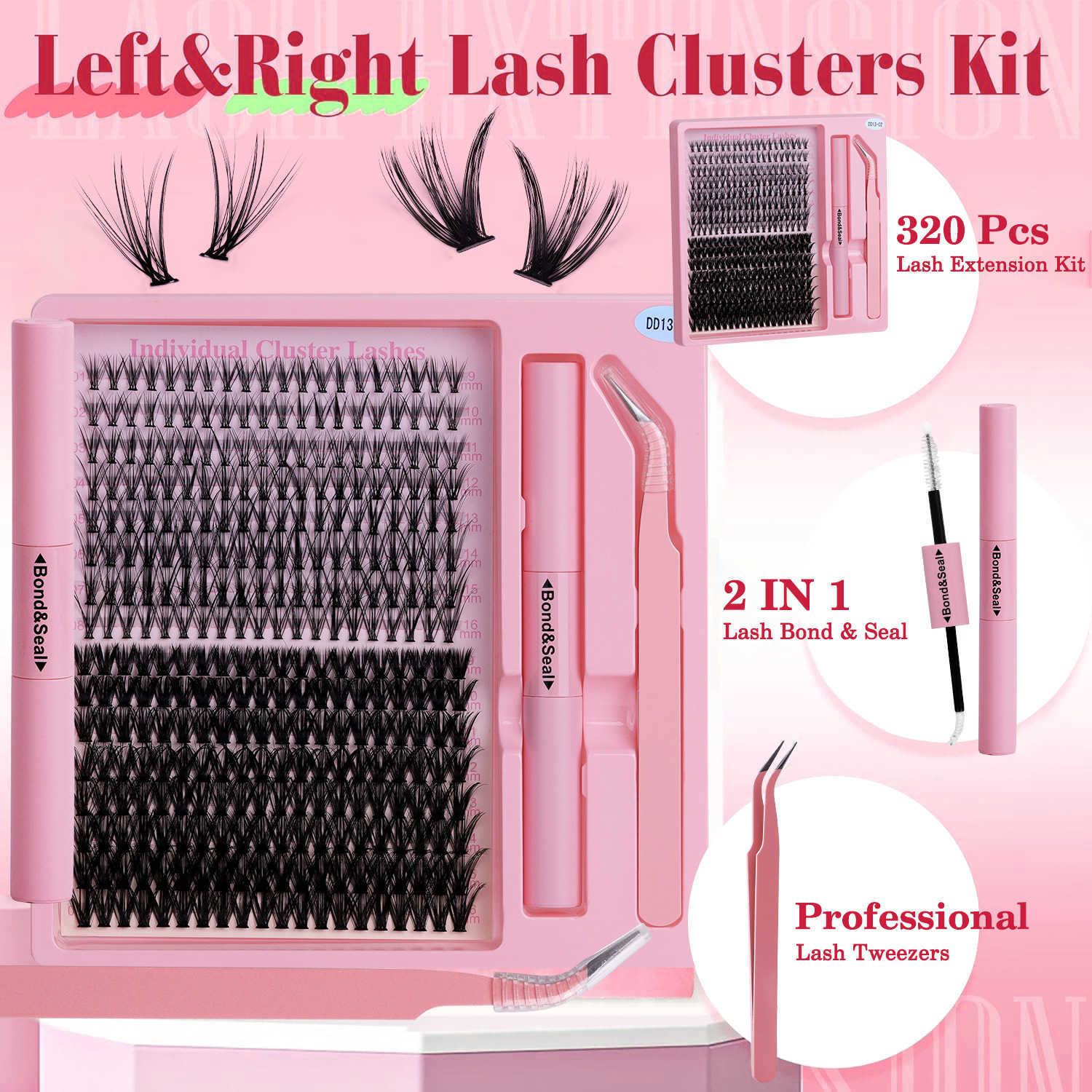 False eyelash extension set with segmented thick eyelashes W250324