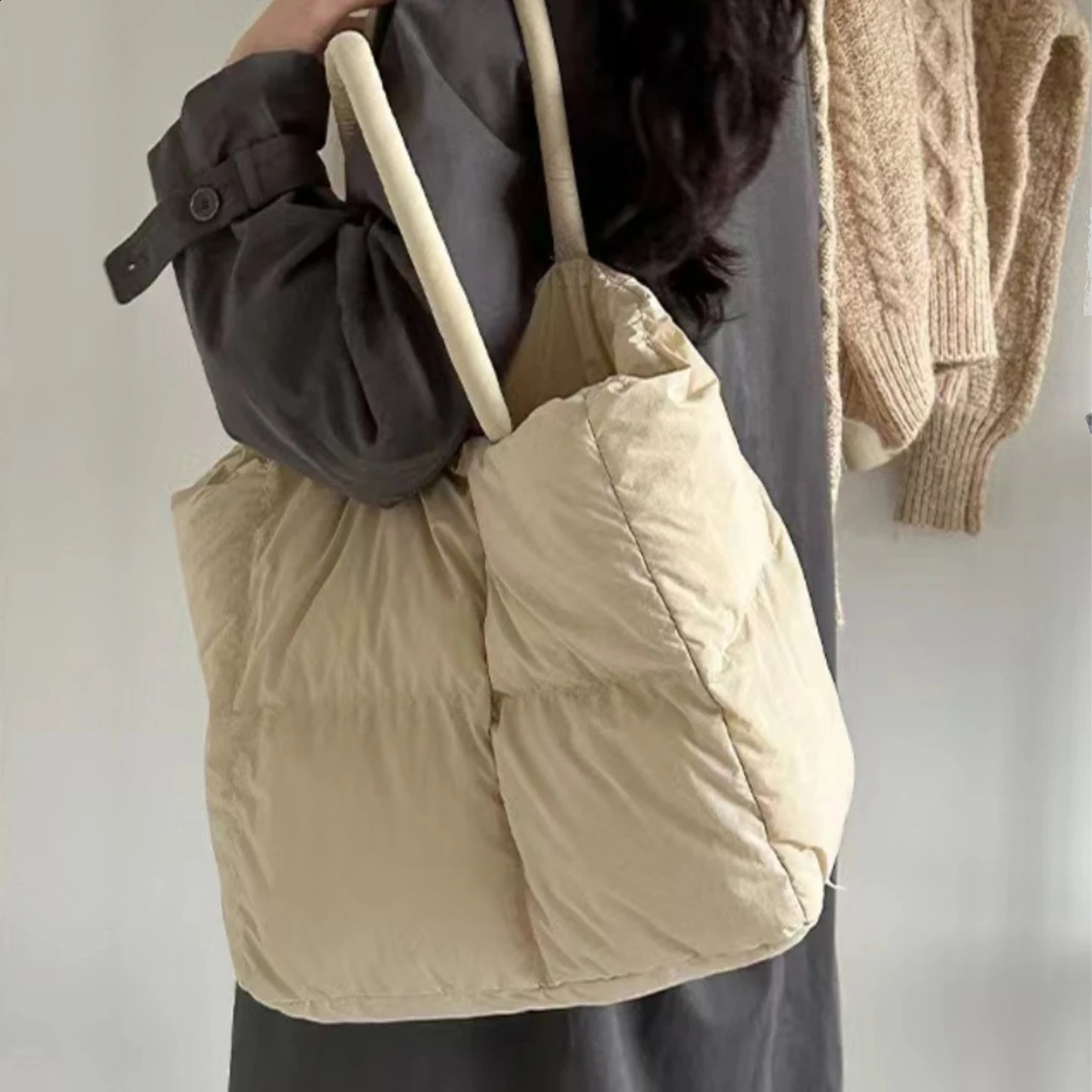 Arrival Down Large Capacity Shoulder Bags For Women Soft Space Cotton Ladies Handbag Winter Laptop bag Big Gilrs Handbag sac 250314