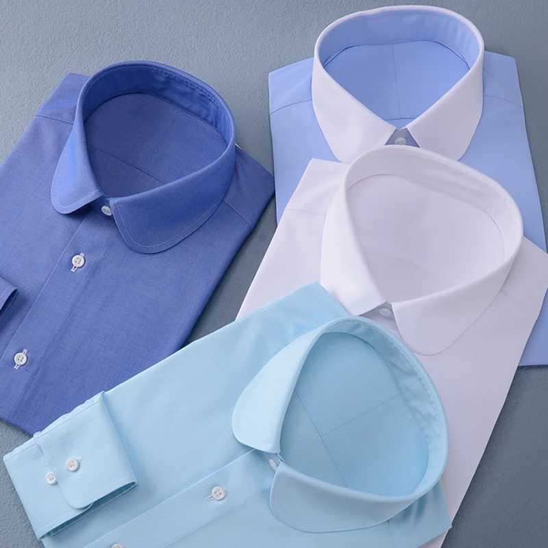 High quality mens Eaton round neck slim fit business mens formal shirt X250324