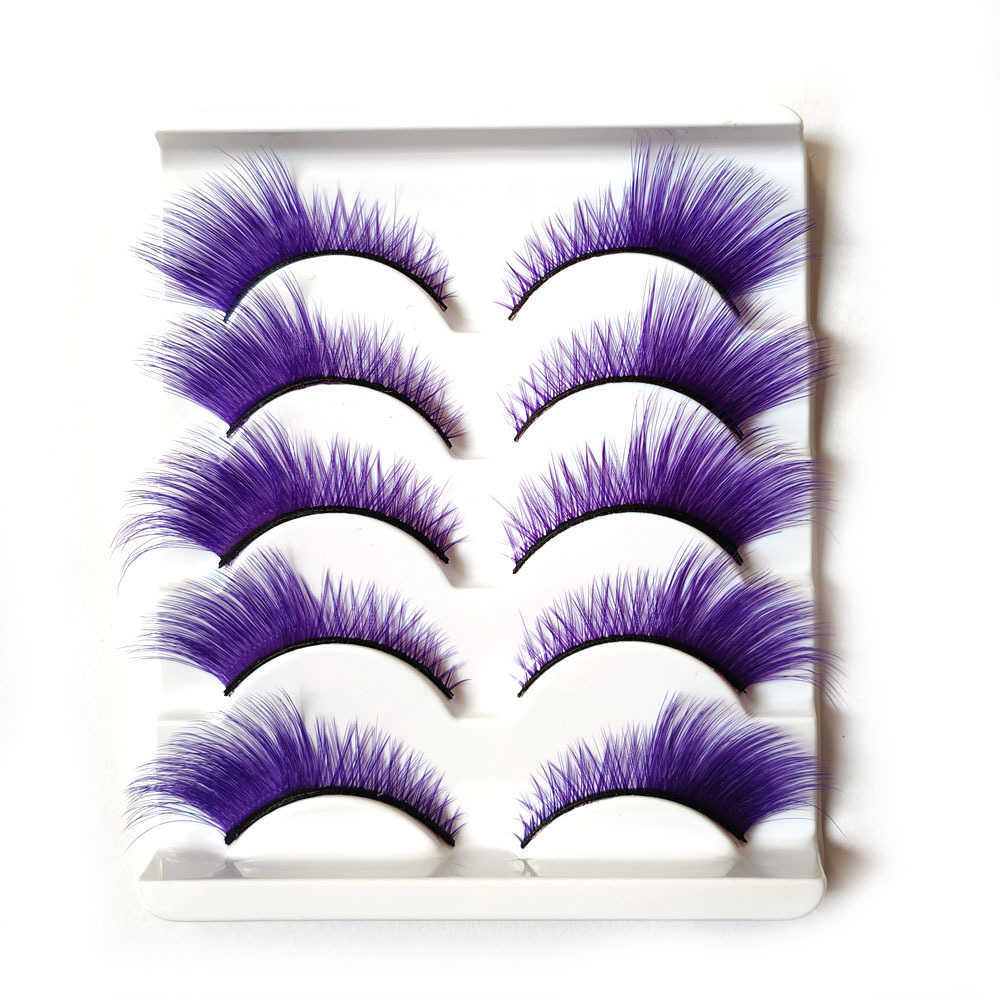 Blue False Eyelash Slant Flying Fox Eye Tail Stretching Stage Performance Color Eyelash Thick Exaggerated COS Anime W250324