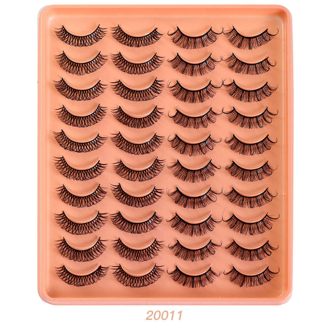 New DD Synthetic Fiber Russian Curl False Eyelash 20 Pair Set Thick Natural Grafted Eyelash W250324