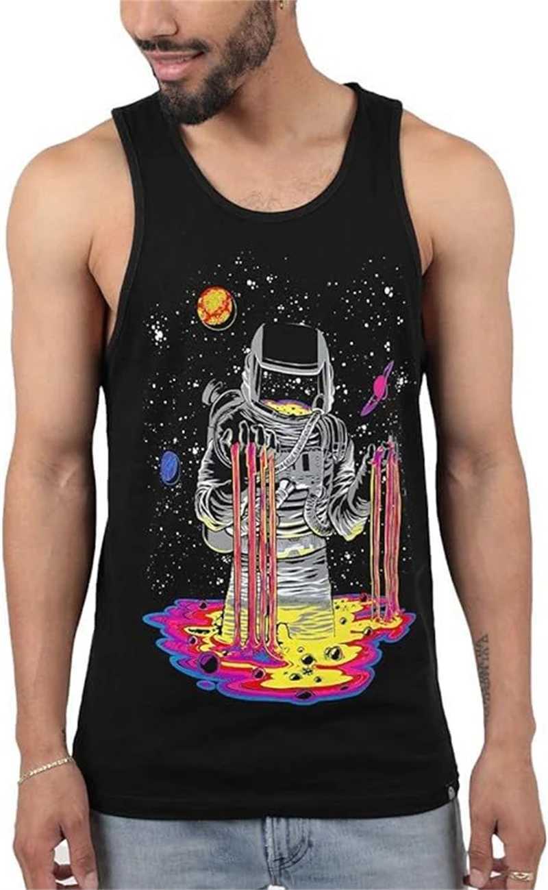 3D black graffiti mens summer street quick drying mens vest sleeveless round neck plus size top 6XL sports vest X250324