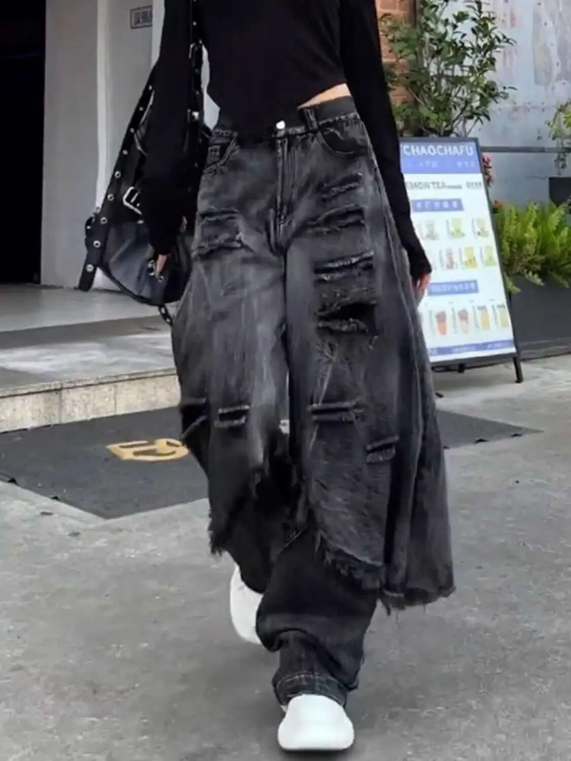 Y2k Baggy Street Slouchy Hip Hop Wide Leg Jeans Men And Women Loose Ripped High Waist Or Mopping Pants Streetwear