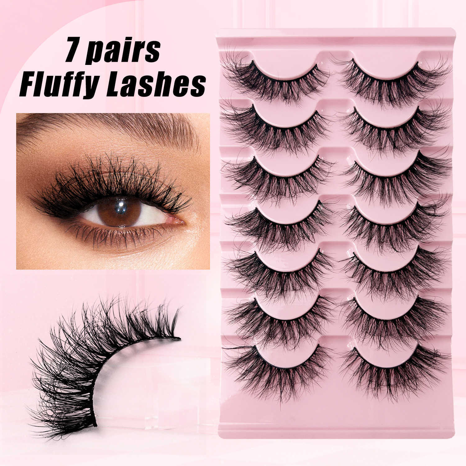 7 pairs of striped eyelashes curled up slender messy explosive thick exaggerated false eyelashes W250324