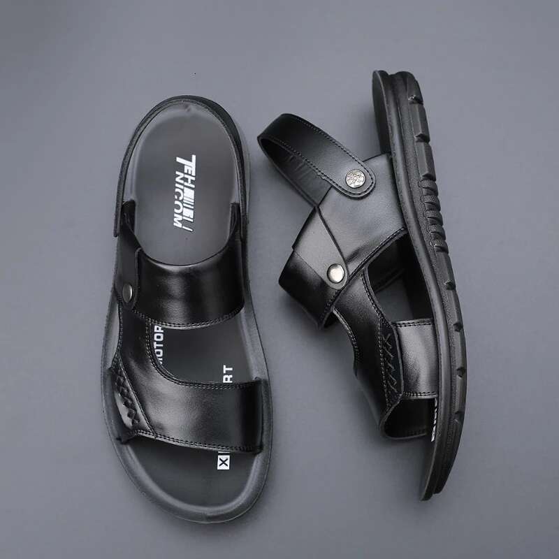 2025 New Men's Sandals Genuine Leather Shoes Casual Non-slip Beach Slippers Comfortable Open Toe Men sandalias 38-47