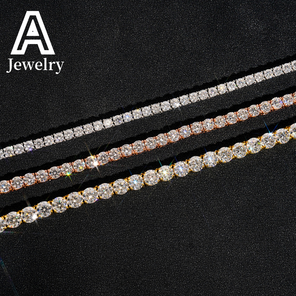 Pass Diamond Tester GRA Certificate 3MM Hip Hop Tennis Necklace Bracelet 925 Sterling Silver VVS Moissanite Tennis Chain