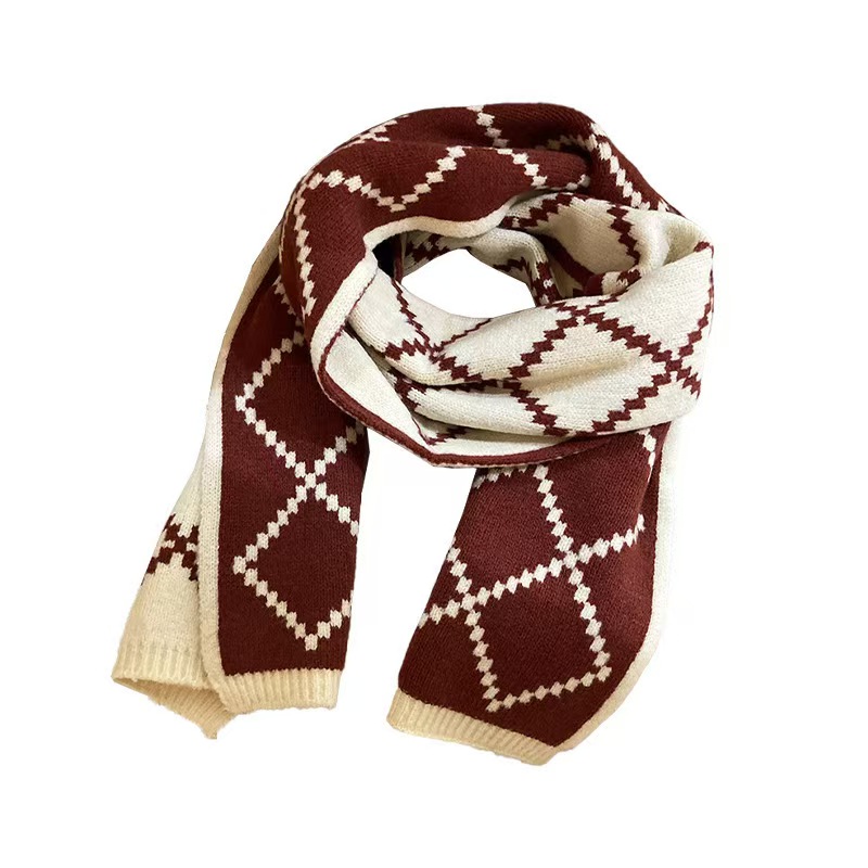 T346 new style all-match scarf for women winter trend warm student diamond pattern neck shawl