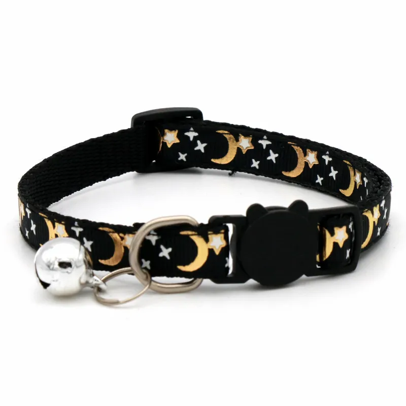 New Pet Supplies Hot Stamping Moon Star Cat Collar Dog Collar Cat Buckle Gold Detachable Reflective Dog Safety Buckle Collar Wholesale Adjustable LL
