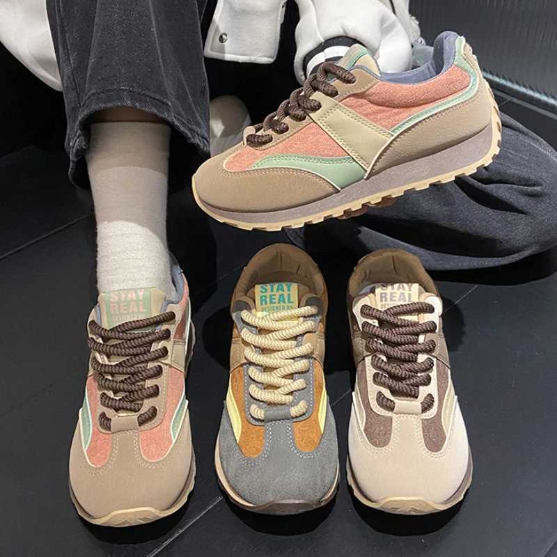 Womens luxury sports shoes retro platform sports shoes womens 2025 autumn new sports running casual shoes womens vulcanized shoesXJ250324