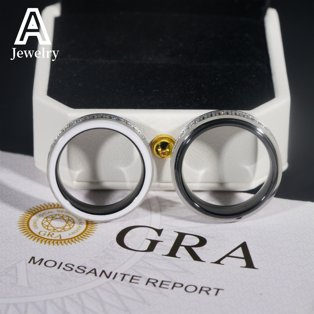 European and American new style stainless steel Mossant 8/10# Light luxury fashion mens and womens trend rings