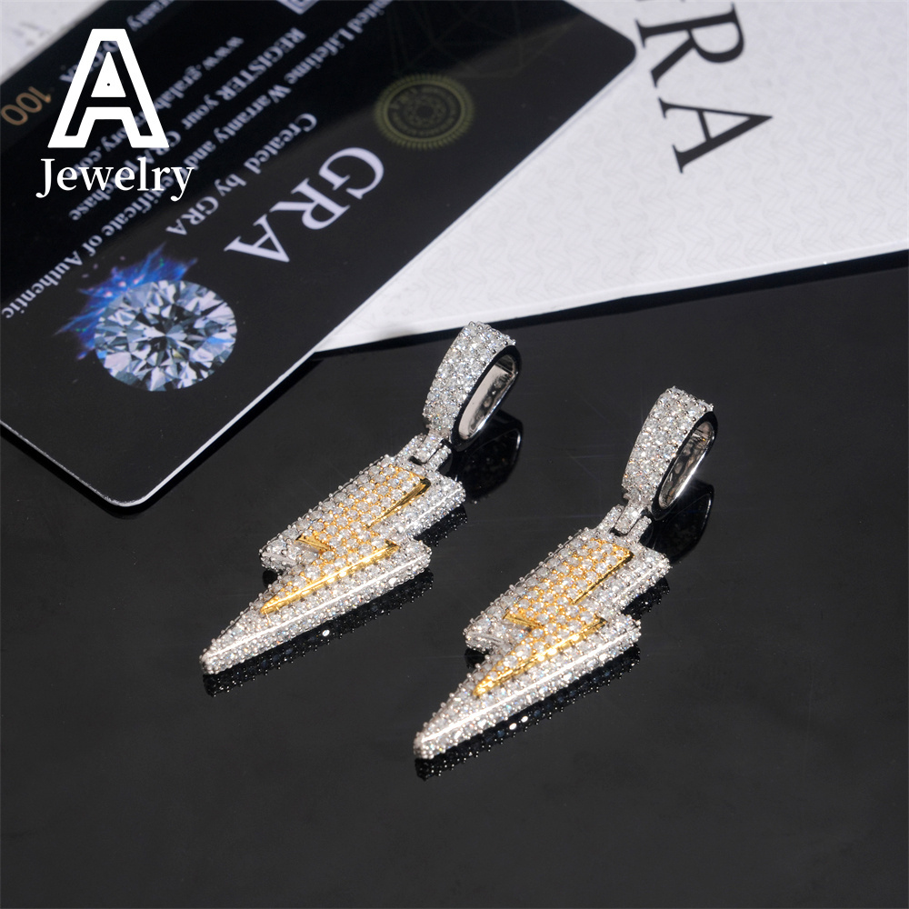 Ready to Ship Iced Out Hip Hop Jewelry Pendant 925 Silver Full VVS Moissanite Diamond Charm Pendants Necklace