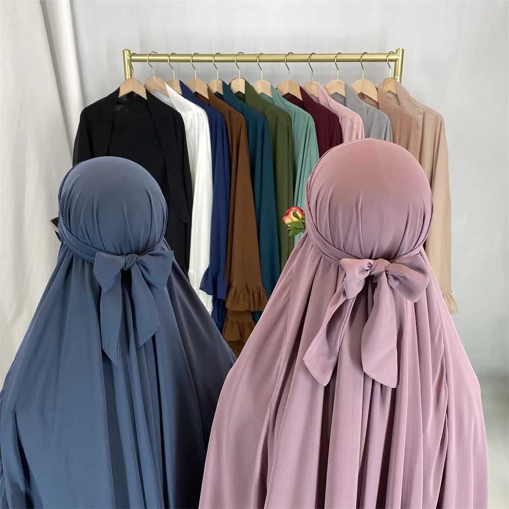Fashion Extra Long Khimar Plain Chiffon Muslim Prayer Scarf Dubai Ramadan Niqab Abaya for Wen X250324