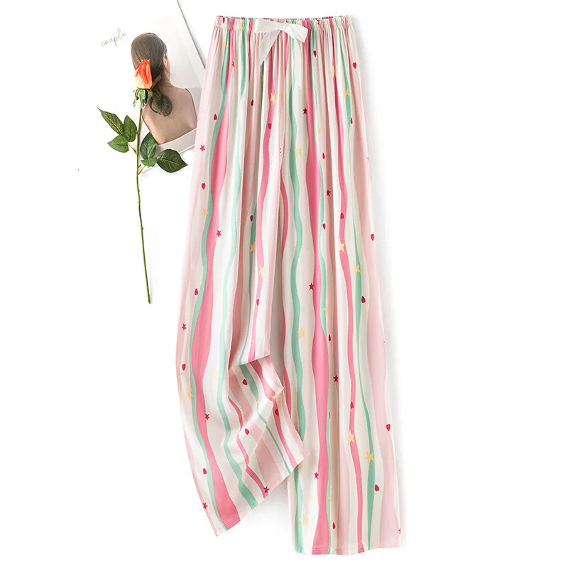 Womens casual autumn wide leg pants floral beach high waisted Bohemian ethnic style long seasonal girls family clothing 250324