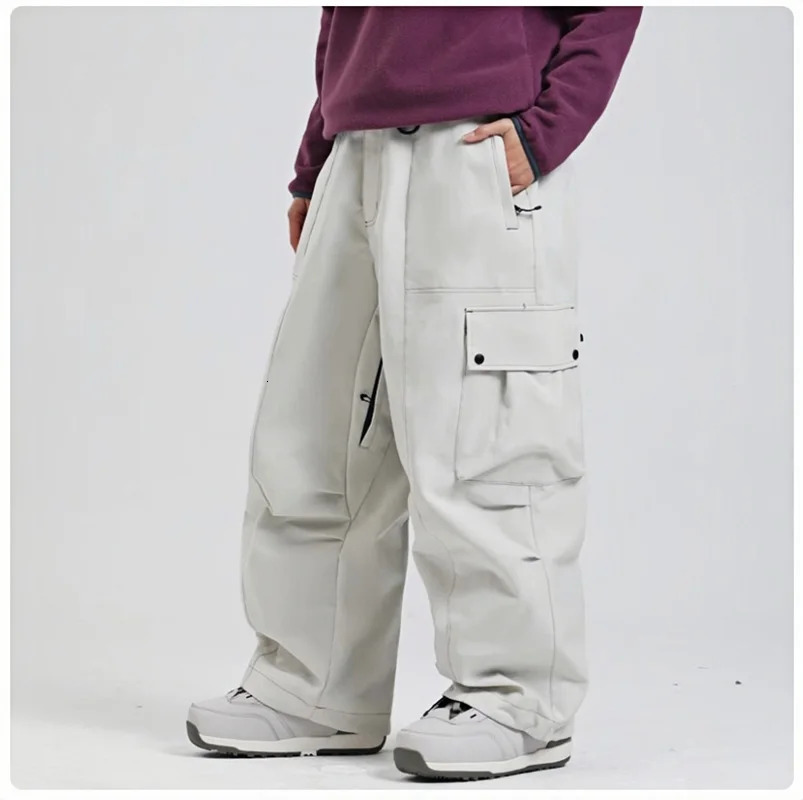 Gsou Winter Warm Mens and Womens Ski Pants Waterproof Loose Board Trouser Outdoor Sports Windproof Snow 250320