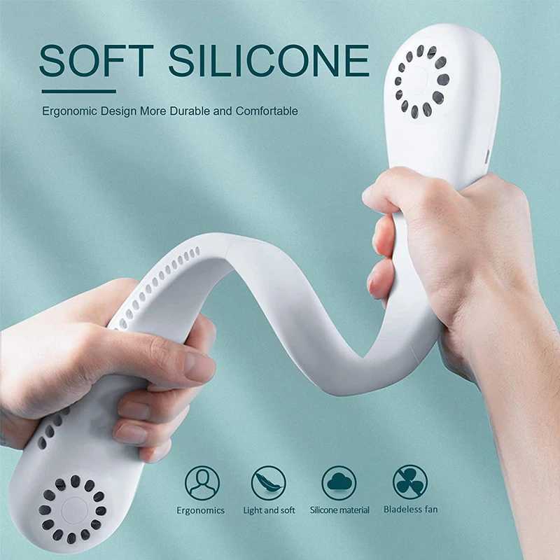 New Mini Neck Fan Portable Bladeless Suspension Neck 1200mAh Charging Air Cooler 3-speed Mini Summer Sports Fan Z250324