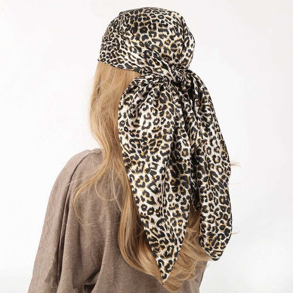 Leopard Silk Scarf Wen Summer Beach Vacation Foard Soft Satin Shawl Kerchief Square Scarf Neck Shawl 90 * 90cm X250324