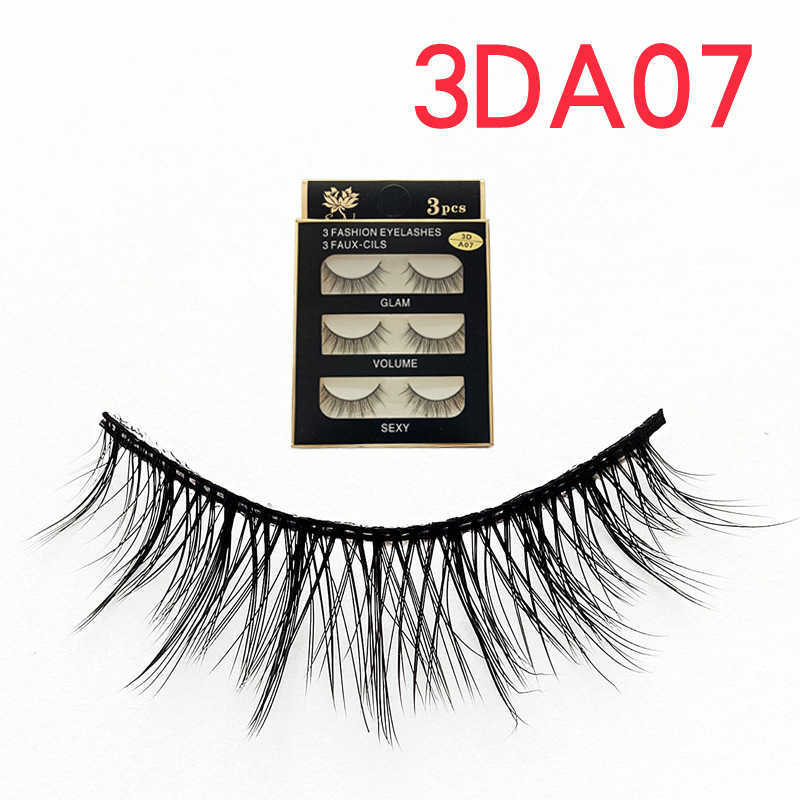Three pairs of 3D false eyelashes 07 fiber material natural three-dimensional naked makeup eyelashes 3da07 W250324