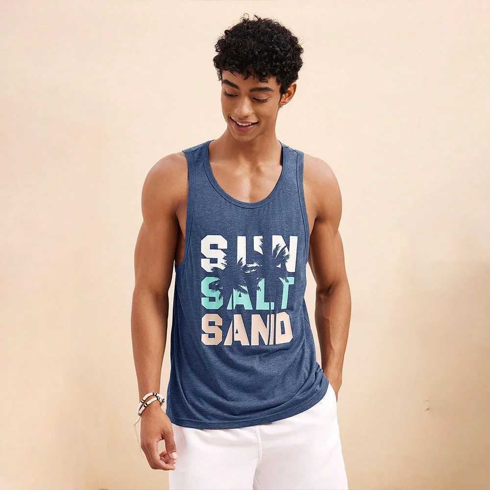 Interesting Coconut Tree Printed Mens Tank Top Hawaii Beach Vacation Mens Sleeveless Summer Fashion Breathable Loose Tank Top X250324