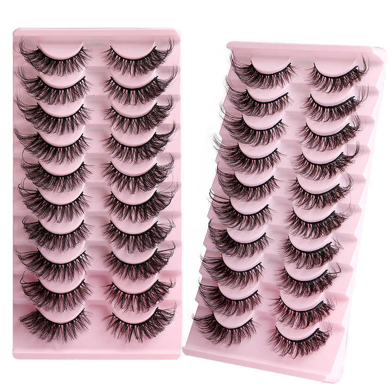 10 pairs of fox eye fox series false eyelashes thick curled and curled elongated mink fur at the tail and a whole eyelash W250324