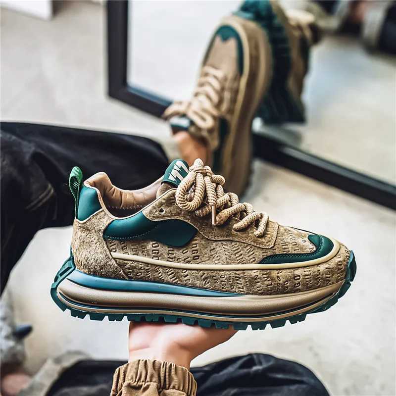 Thick soled mens thick sports shoes outdoor wear-resistant mens trend 2025 new mens casual shoes Fi comfortable anti slip vulcanizedXJ250324