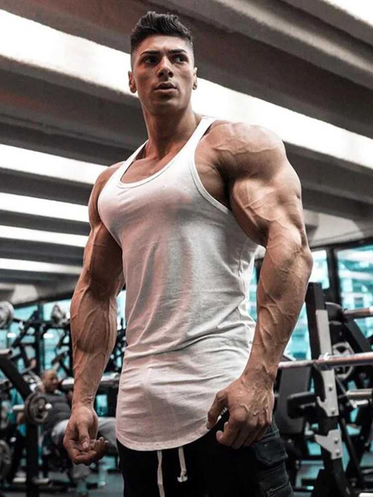 Solid color cotton breathable summer clothing gym exercise muscle fitness T-shirt mens running sports vest X250324