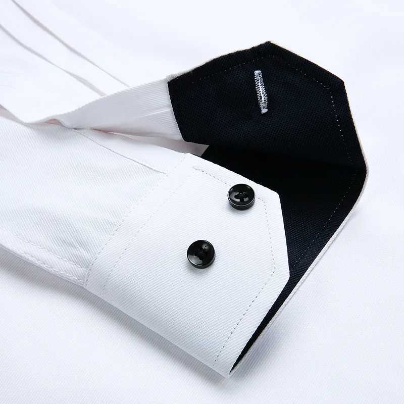 Mens semi formal color matching long sleeved dress comfortable regular fit button classic shirt for business activities X250324