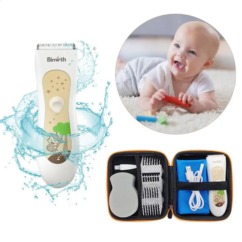 Mute Kids Hair Trimmer Waterproof USB Rechargeable Professional Haircuts Hair Clipper For Baby Children Kids Use Hair Cutting 250303