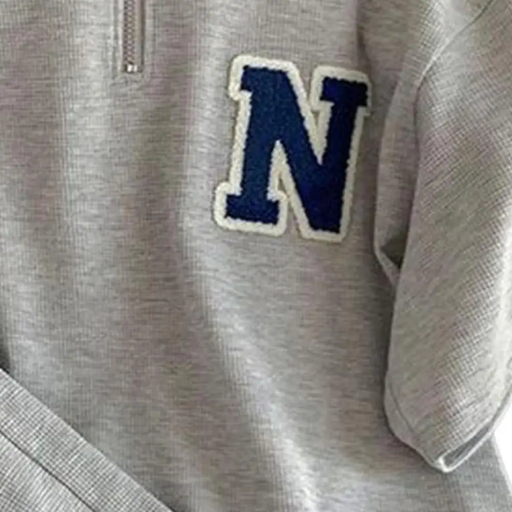 2PCS/Set Womens Solid Color T-shirt Wide Leg Shorts Set Collar Zipper Necklace Short Sleeve Casual Set Letter Printing Drawstring 250318