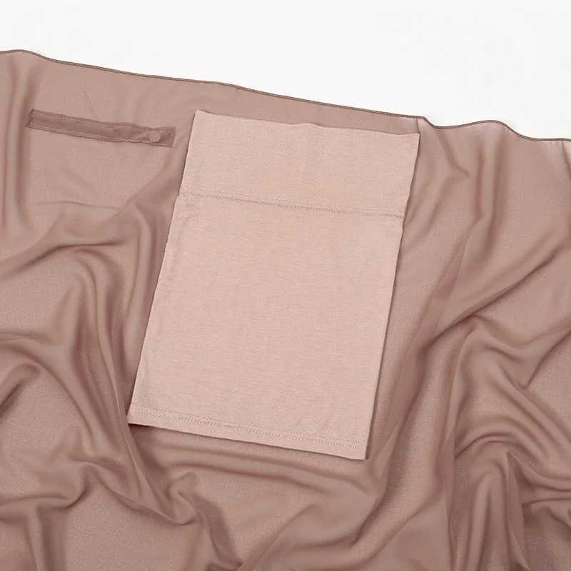 The latest instant chiffon headscarf with magnetic buckle solid color Muslim headscarf scarf Islamic headscarf fashion band shawl X250324