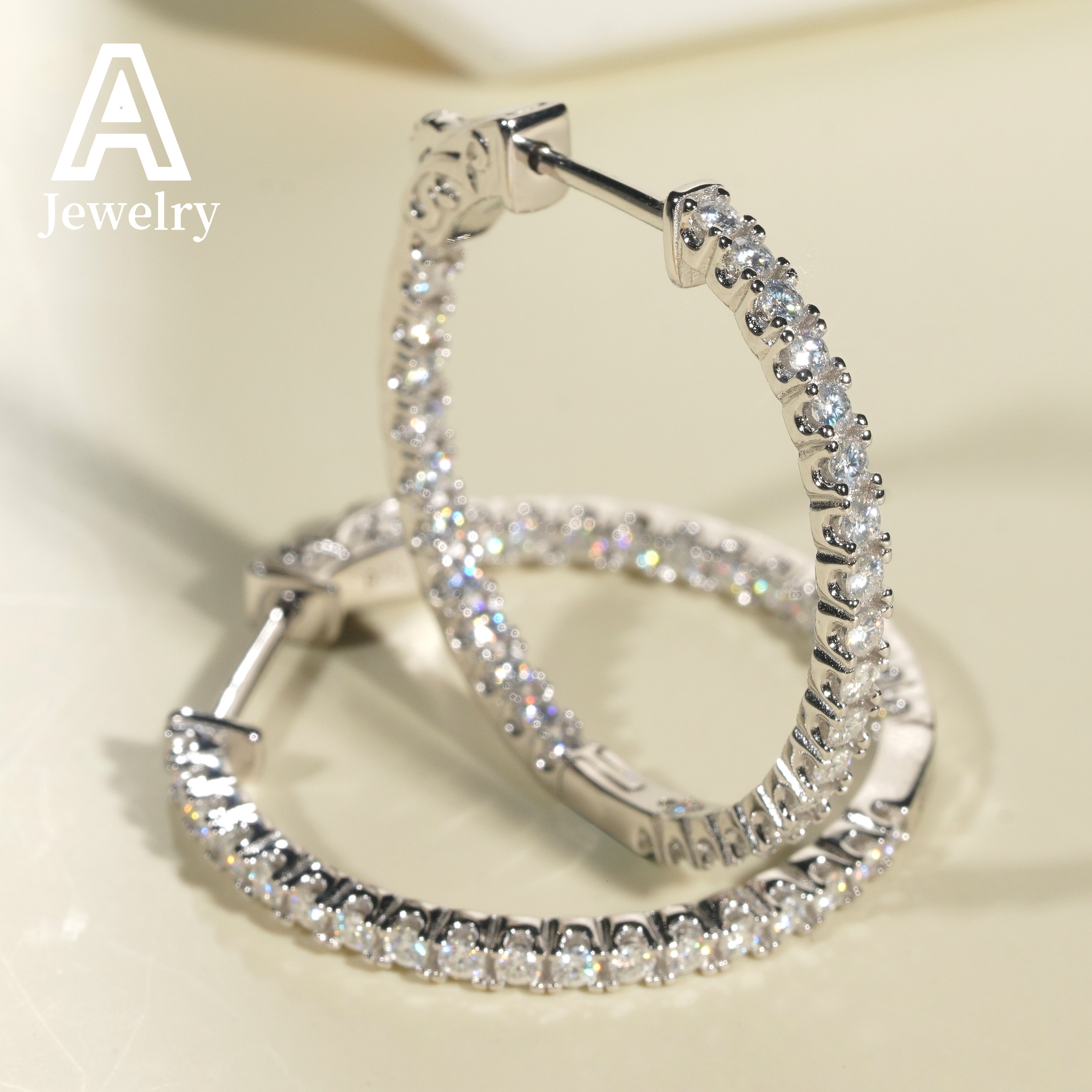 925 silver Europe and the United States new round Moissamite earrings hip hop simple personality earrings for men and women