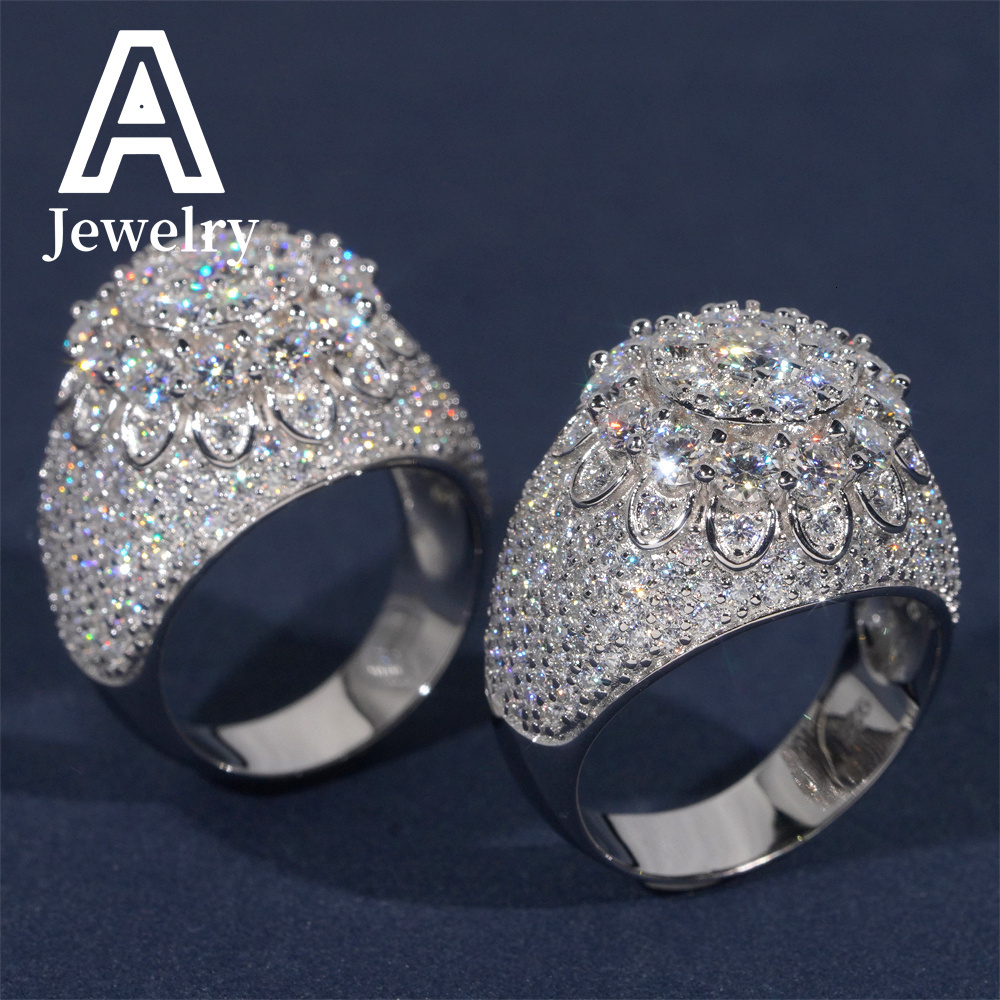 New Hip Hop Moissanite 925 Sterling Silver personality precision Mens street fashion ring Bestseller