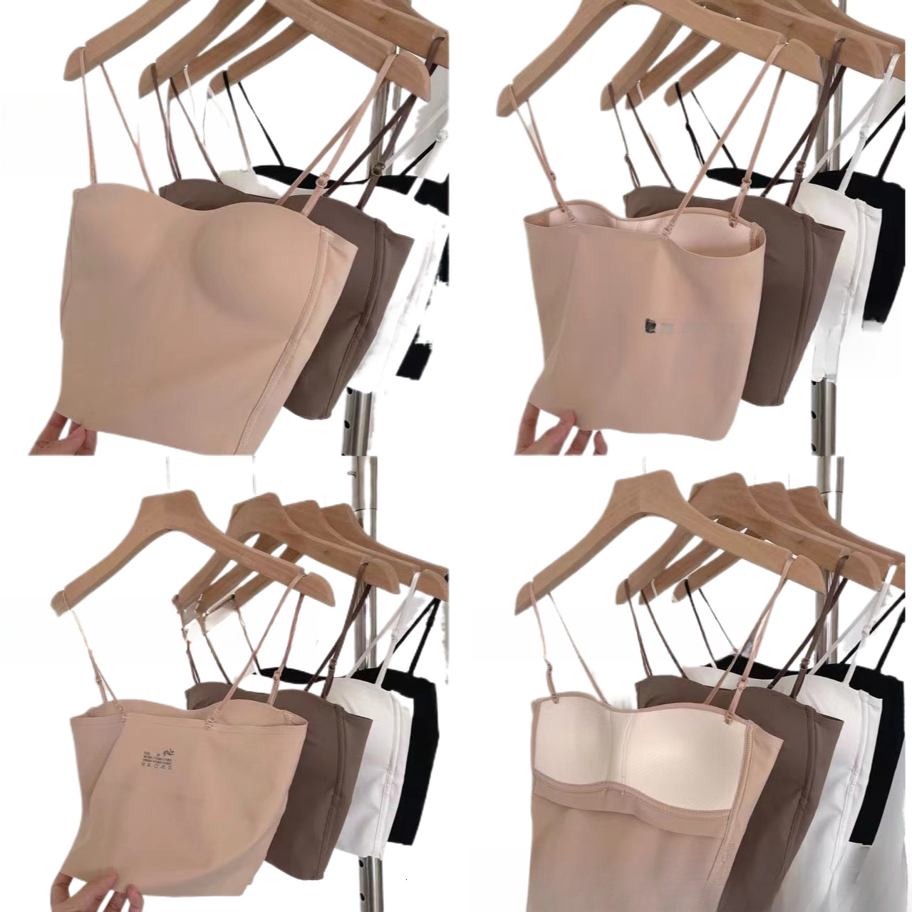 2025 New Fixed Thin Cup Ice Silk Seamless Camisole Vest Designer Mid Length Bra Sexy And Beautiful Back Outdoor Chest Wrapped Beach Women's Anti 