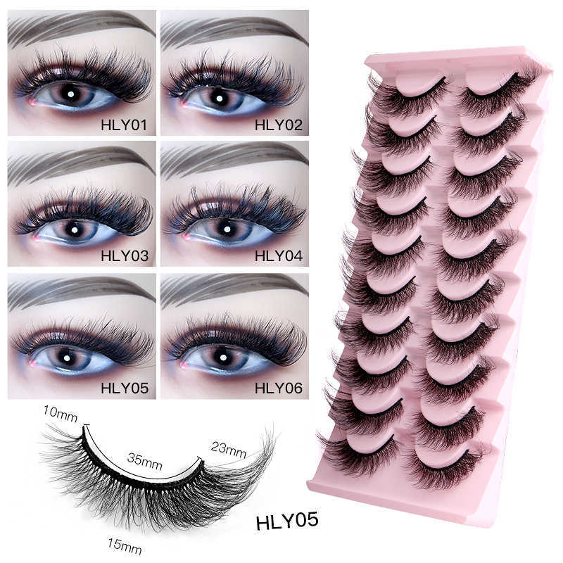 10 pairs of fox eye fox series false eyelashes thick curled and curled elongated mink fur at the tail and a whole eyelash W250324