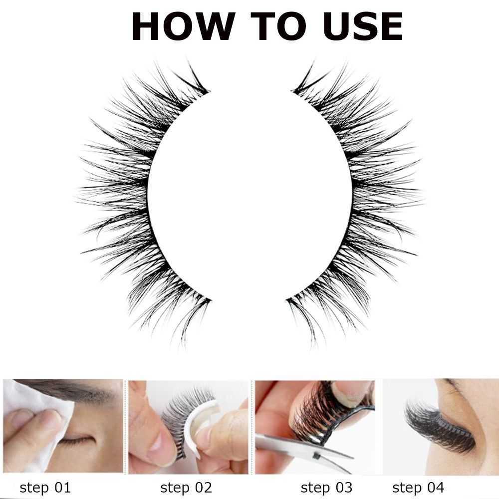 Self adhesive false eyelashes reusable false eyelashes double eyelids big eyes W250324