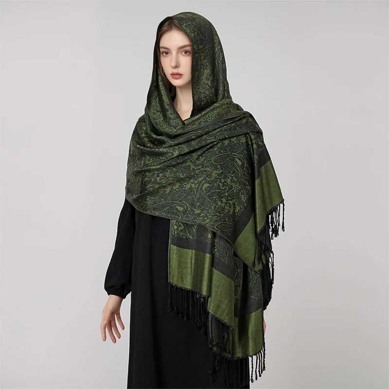 Jacquard scarf luxurious and fashionable thick and soft womens scarf stole shawl Muslim headscarf wrapped neck headscarf X250324