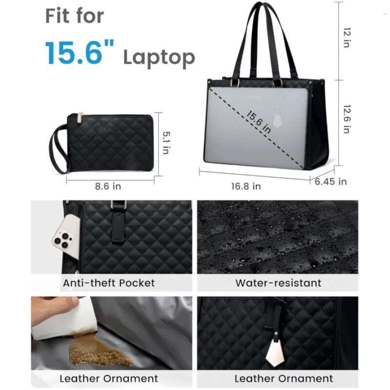 2-In-1 Travel Tote Laptop Bag With Insulated Lunch Compartment For Business, Work, Nurse, Office, Collage, Casual