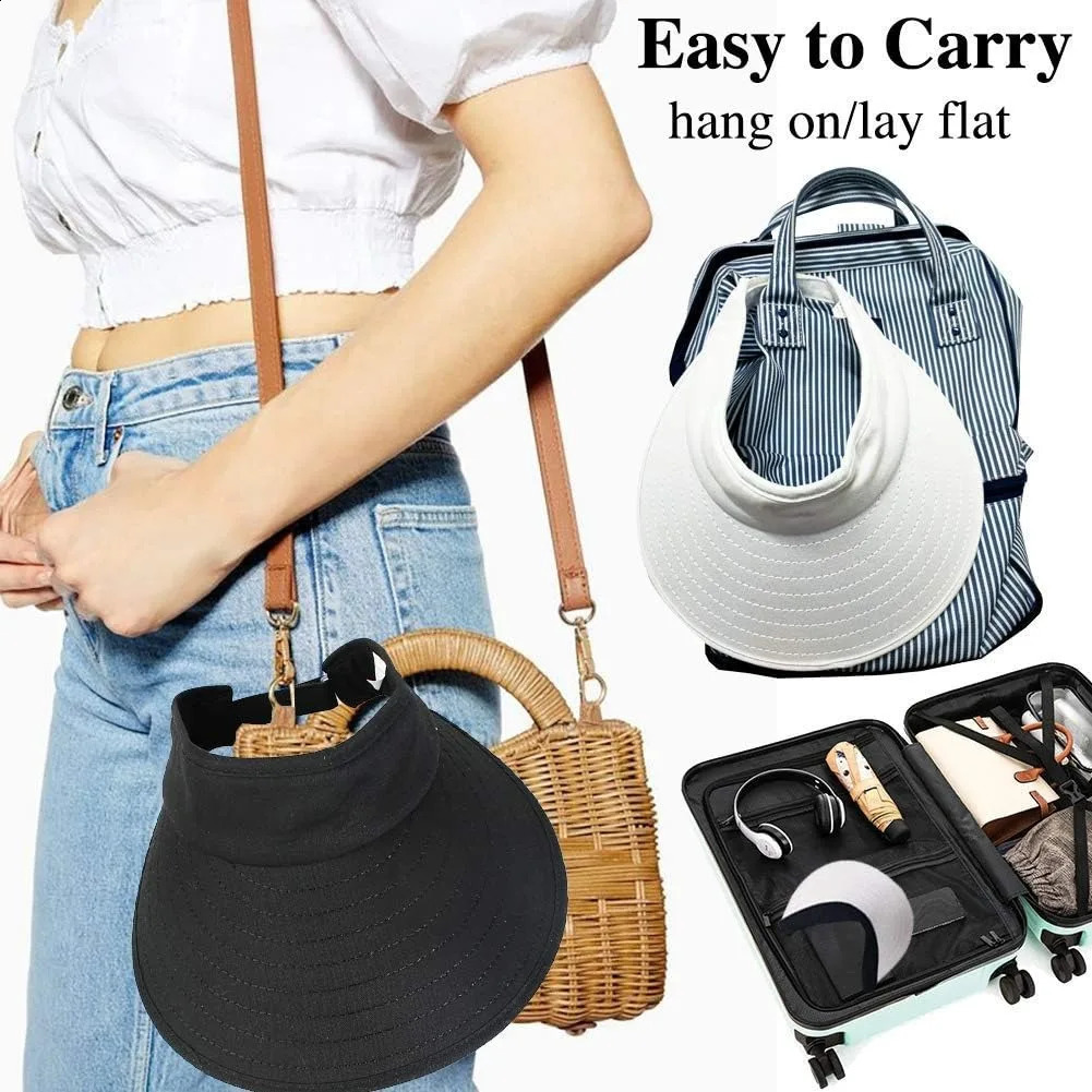 2PCS Wide Brim Sun Visor Hat Women Large UV Protective Golf Beach Cap Korea 250322