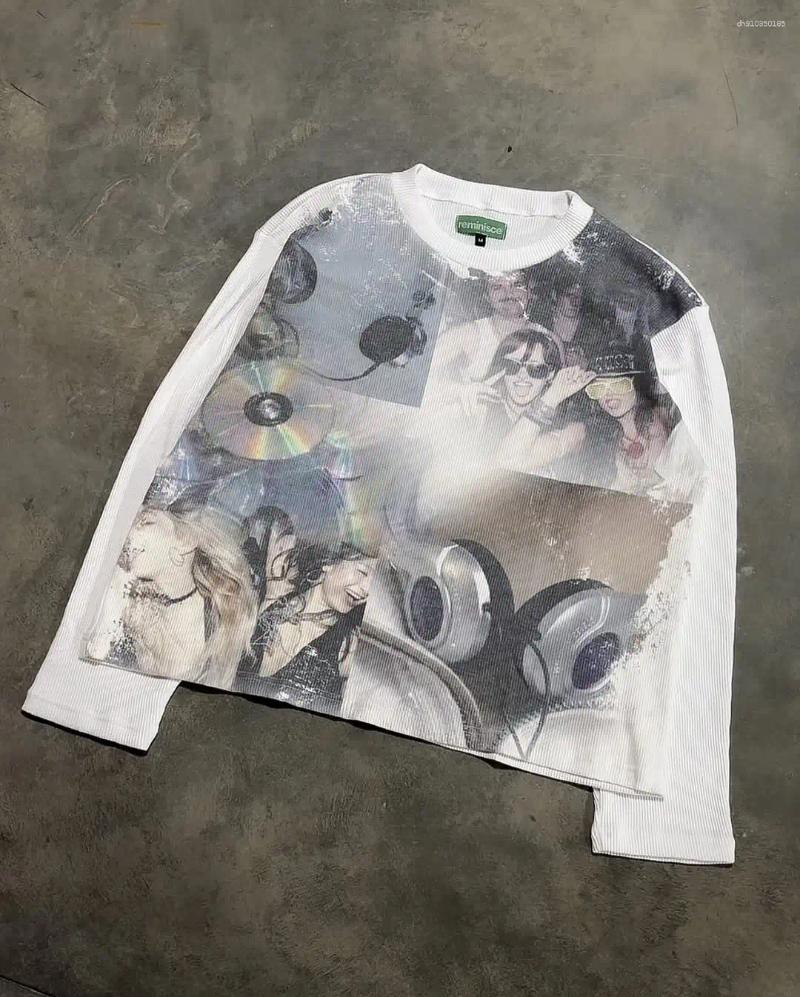 Men's T Shirts Fashion Knit Long Sleeved Shirt Hip Hop Round Neck Oversized Men Sweatshirt Casual Youth Clothing Tops Streetwear